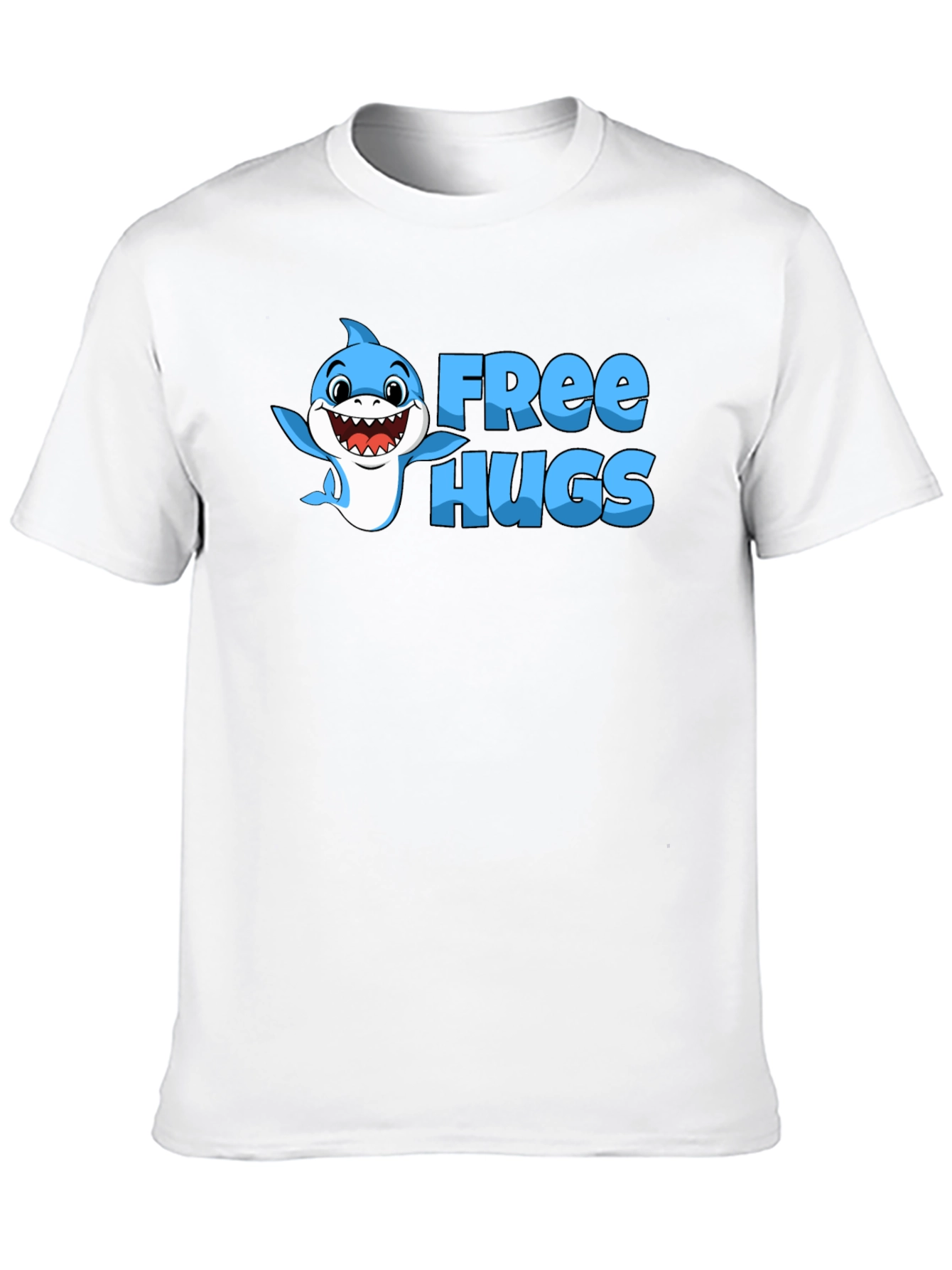 Free Hugs Shark Graphic Tee - Black Cotton Blend