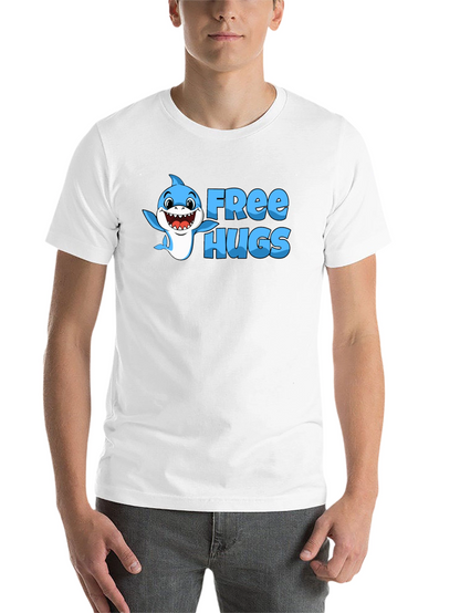 Free Hugs Shark Graphic Tee - Black Cotton Blend