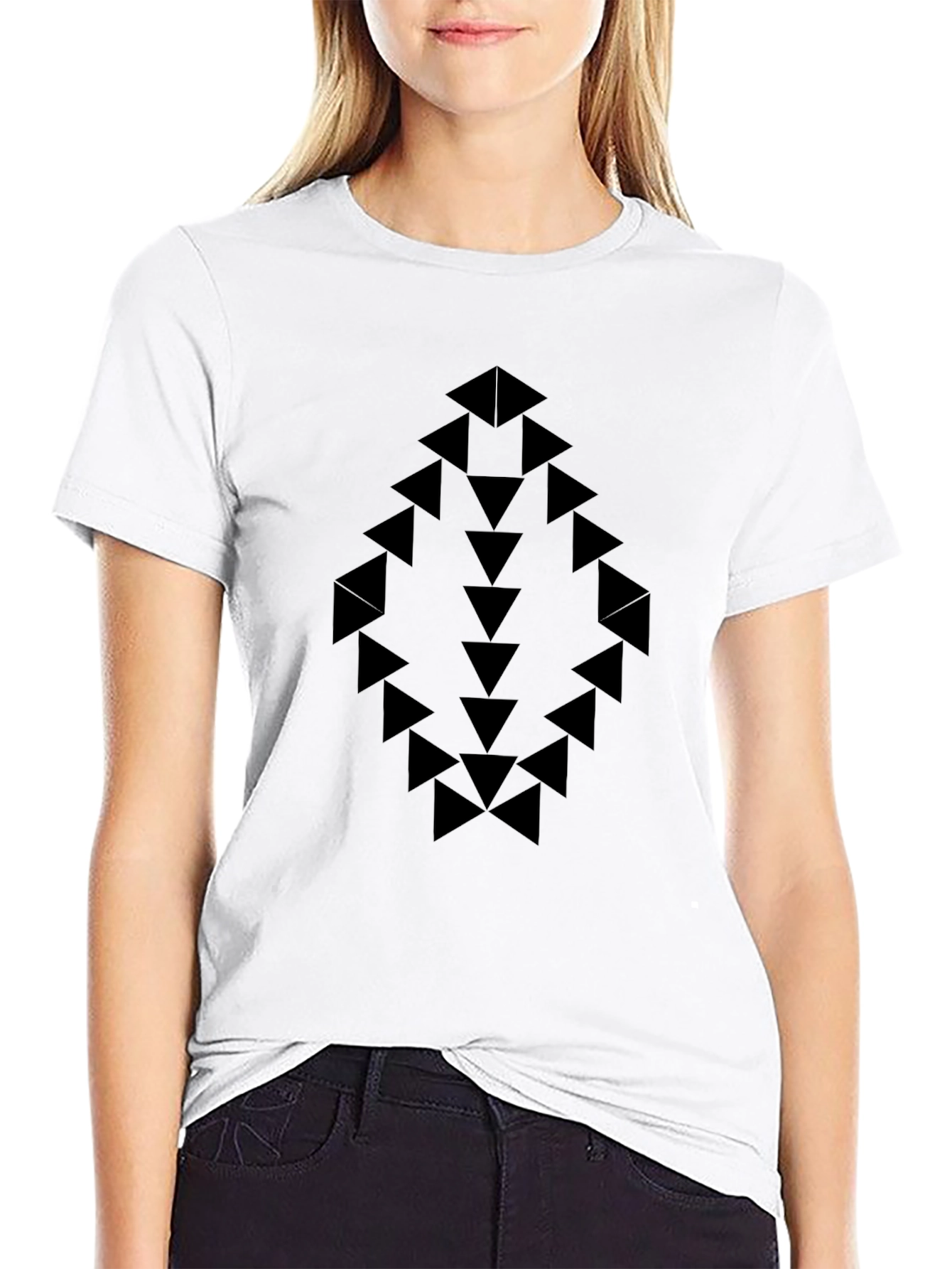 Geometric Arrow Design Black T-Shirt