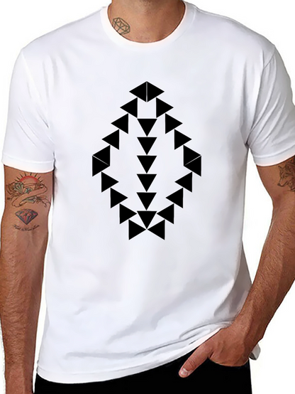 Geometric Arrow Design Black T-Shirt