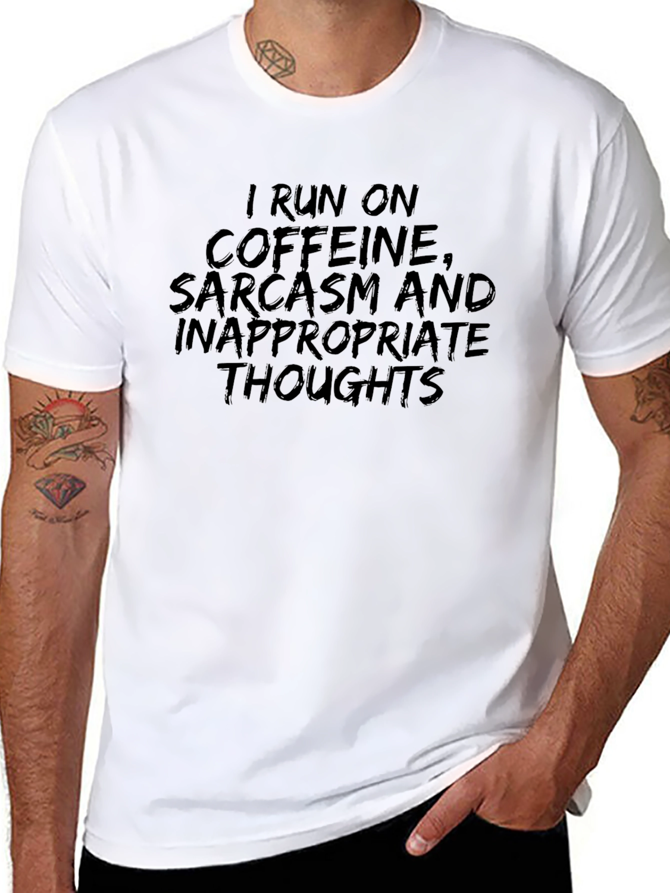 Caffeine Sarcasm Tee - Black Humor Graphic T-Shirt