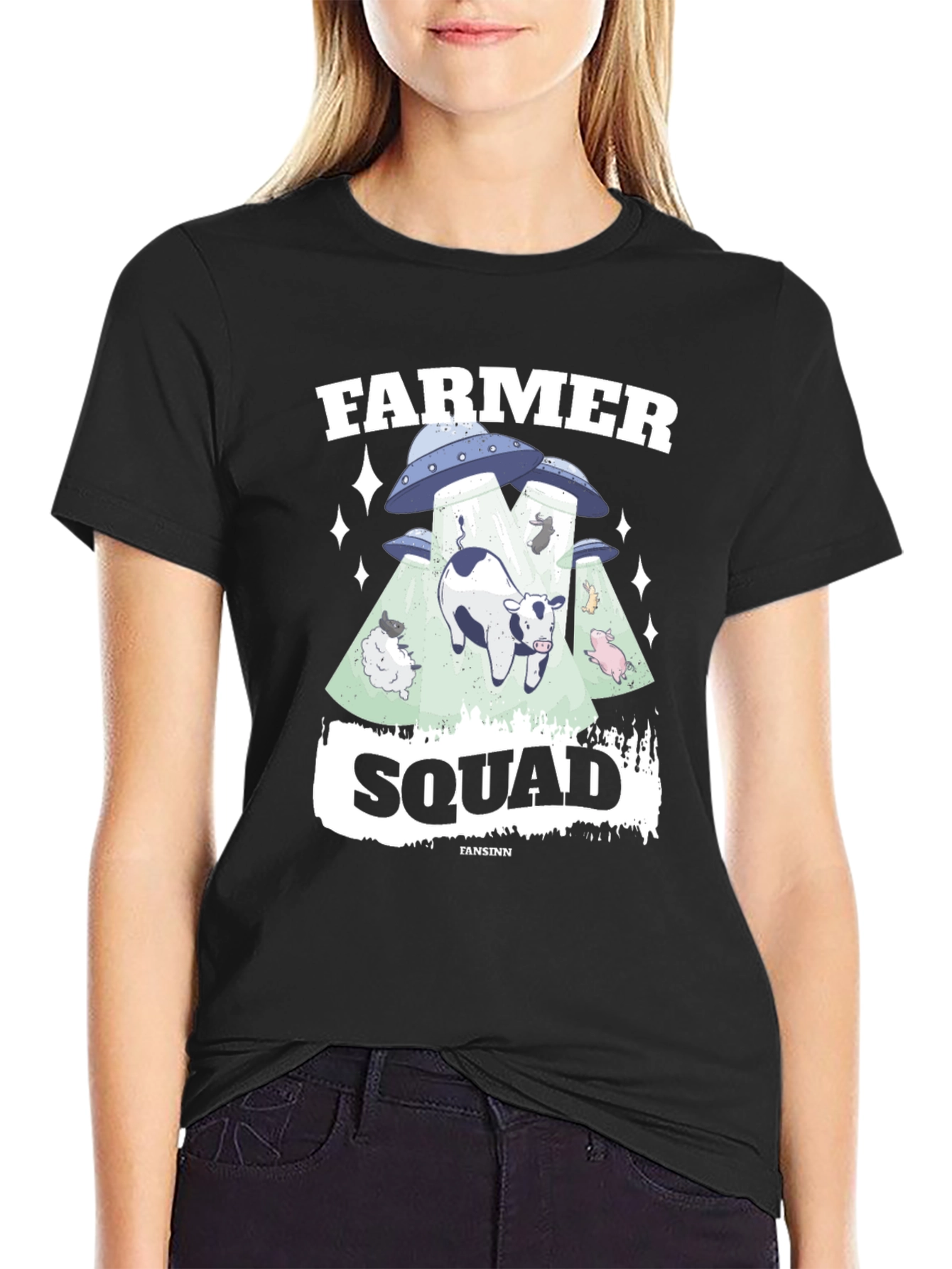 Farmer Squad Alien Abduction Graphic T-Shirt