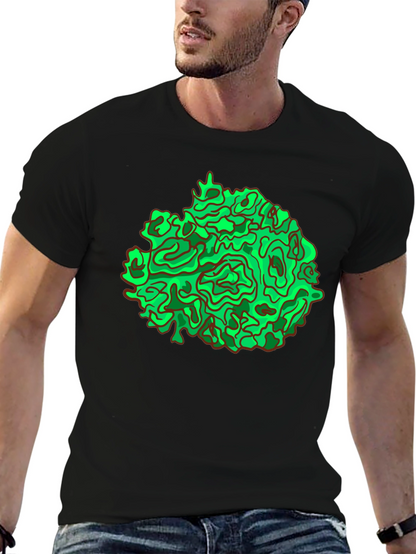 Abstract Green Graphic Black T-Shirt