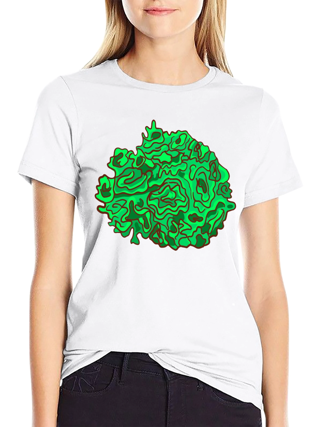 Abstract Green Graphic Black T-Shirt