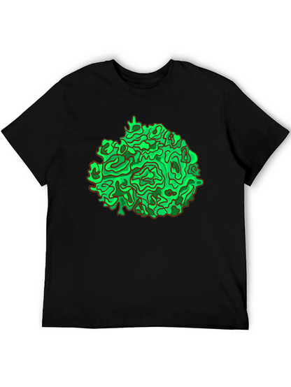 Abstract Green Graphic Black T-Shirt