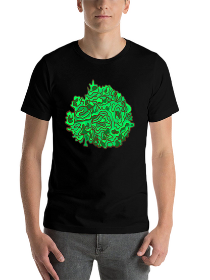 Abstract Green Graphic Black T-Shirt