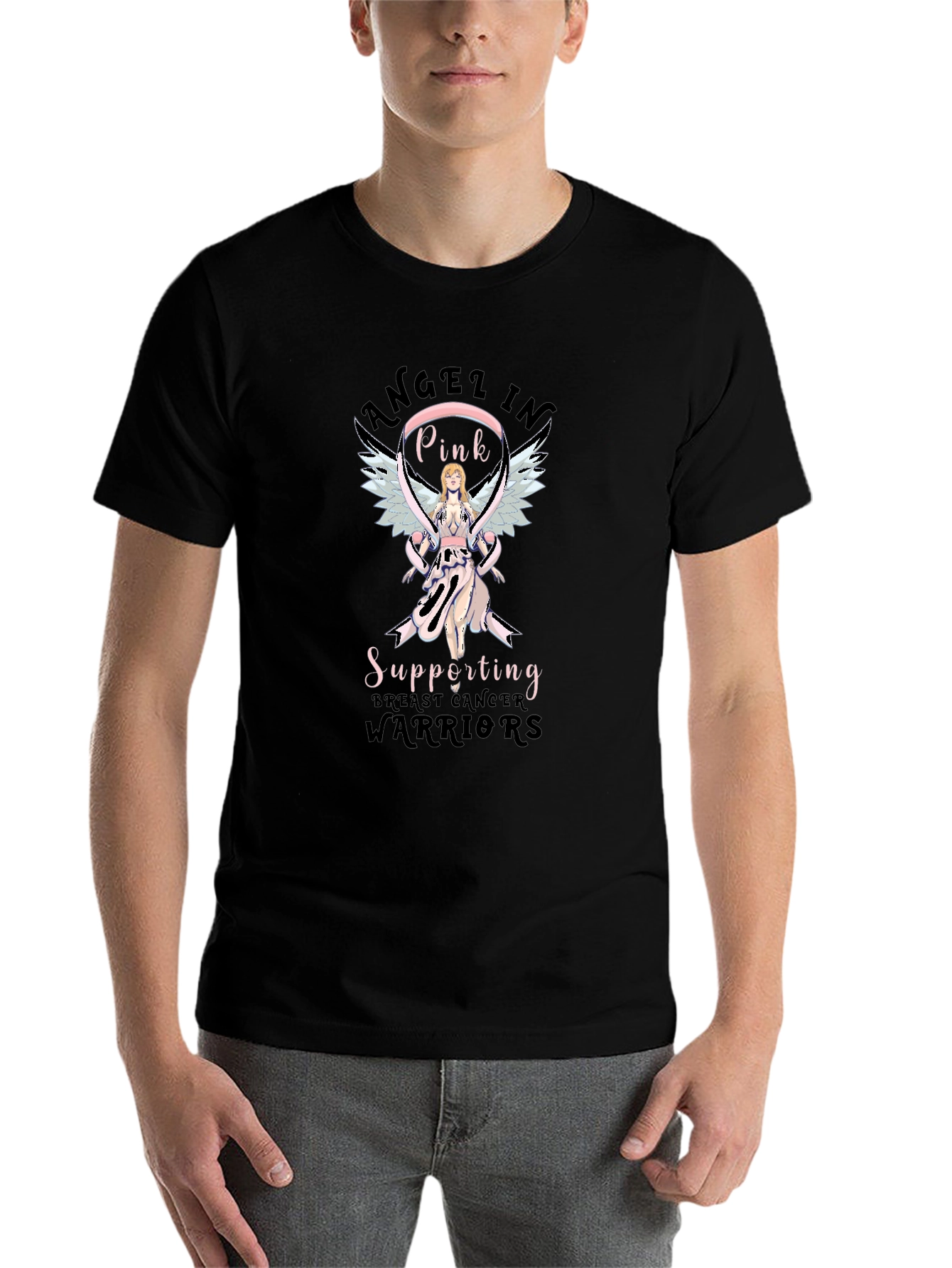 Breast Cancer Awareness Angel In Pink T-Shirt