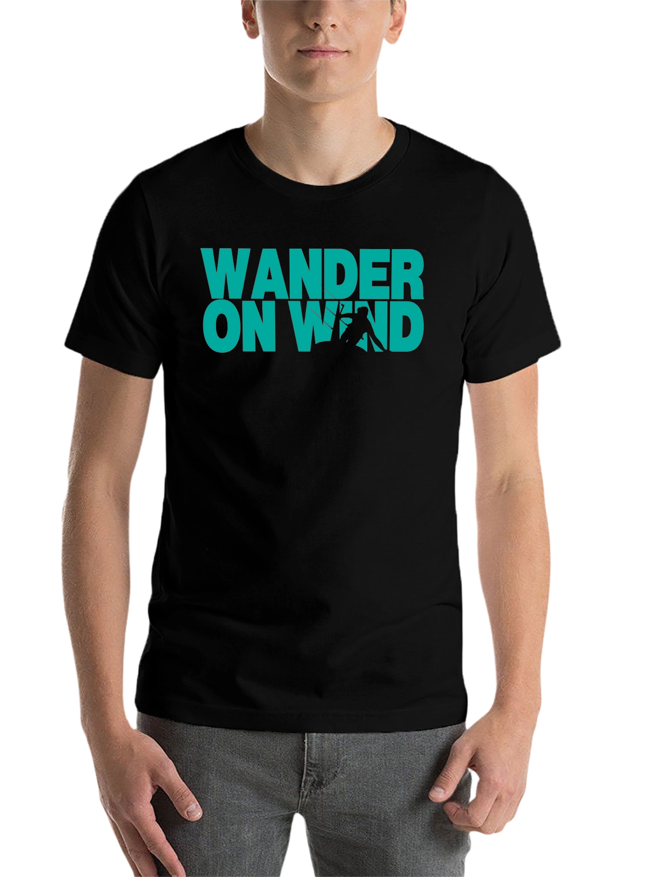 Wander On Wind Black Graphic T-Shirt