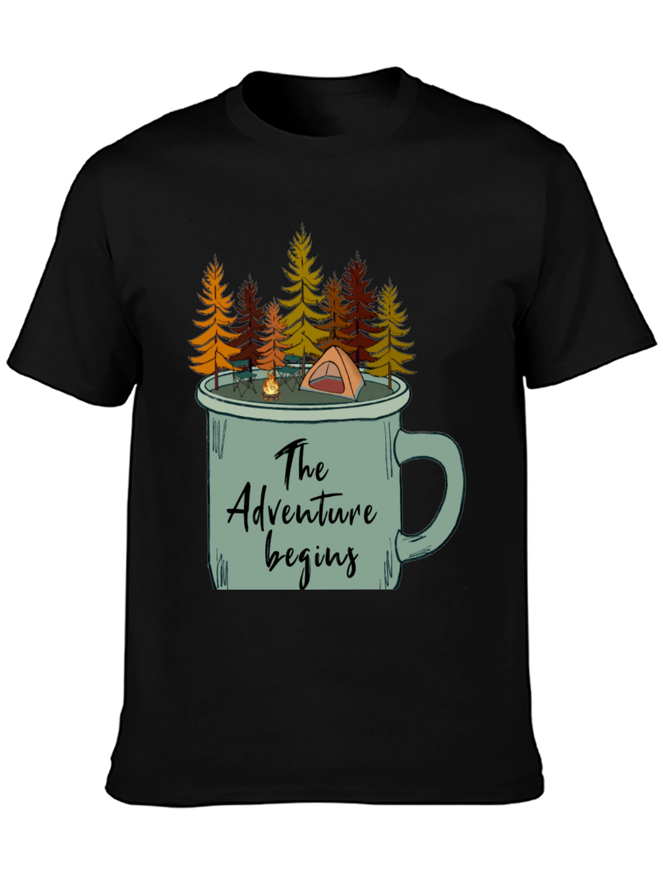 Adventure Begins Camping Mug T-Shirt