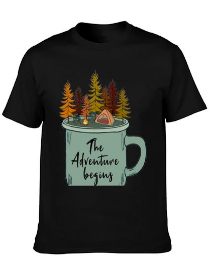 Adventure Begins Camping Mug T-Shirt