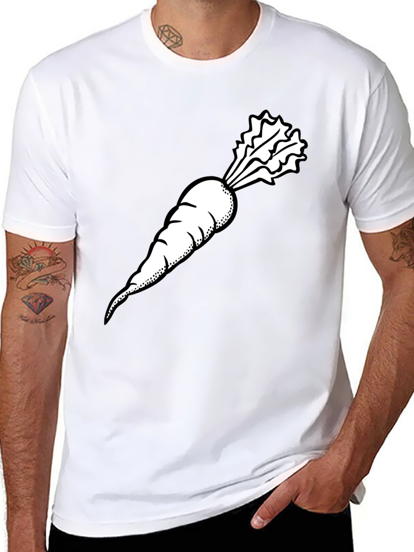 Carrot Graphic Tee - Black Casual Style