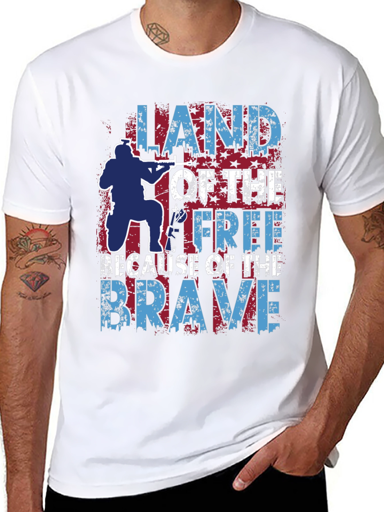 Land of the Free Patriotic Graphic T-Shirt