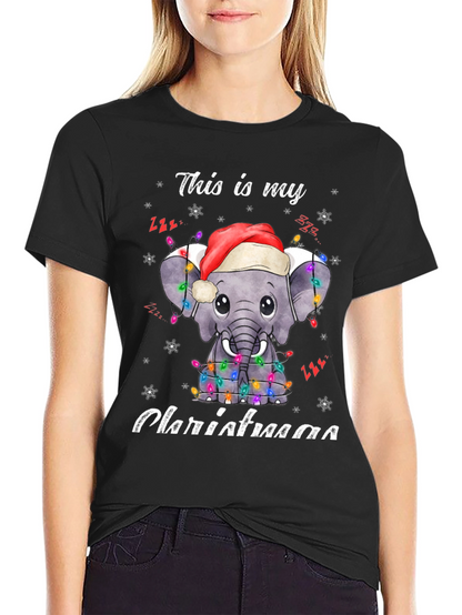 Elephant Christmas Lights T-Shirt