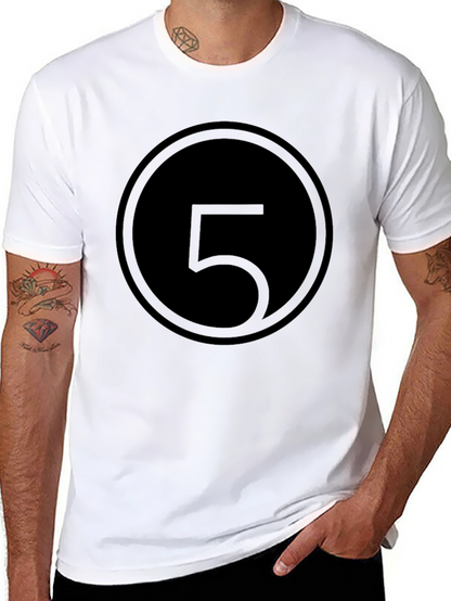 Number 5 Circle Graphic Tee - Stylish Menswear