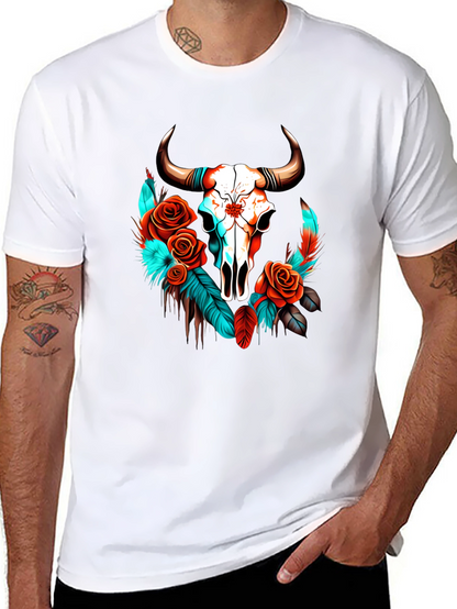 Skull & Roses Graphic Tee - Western Style