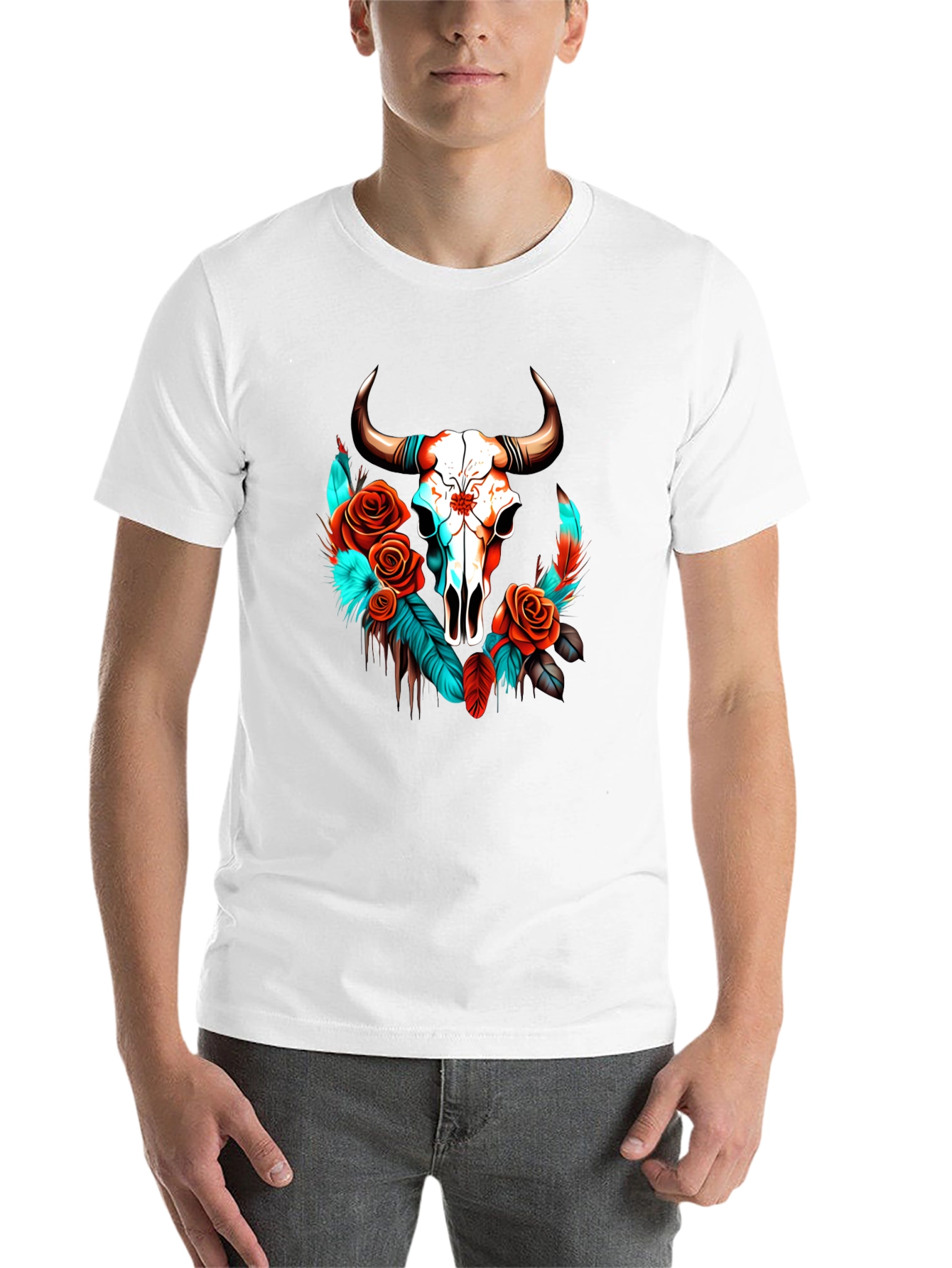 Skull & Roses Graphic Tee - Western Style