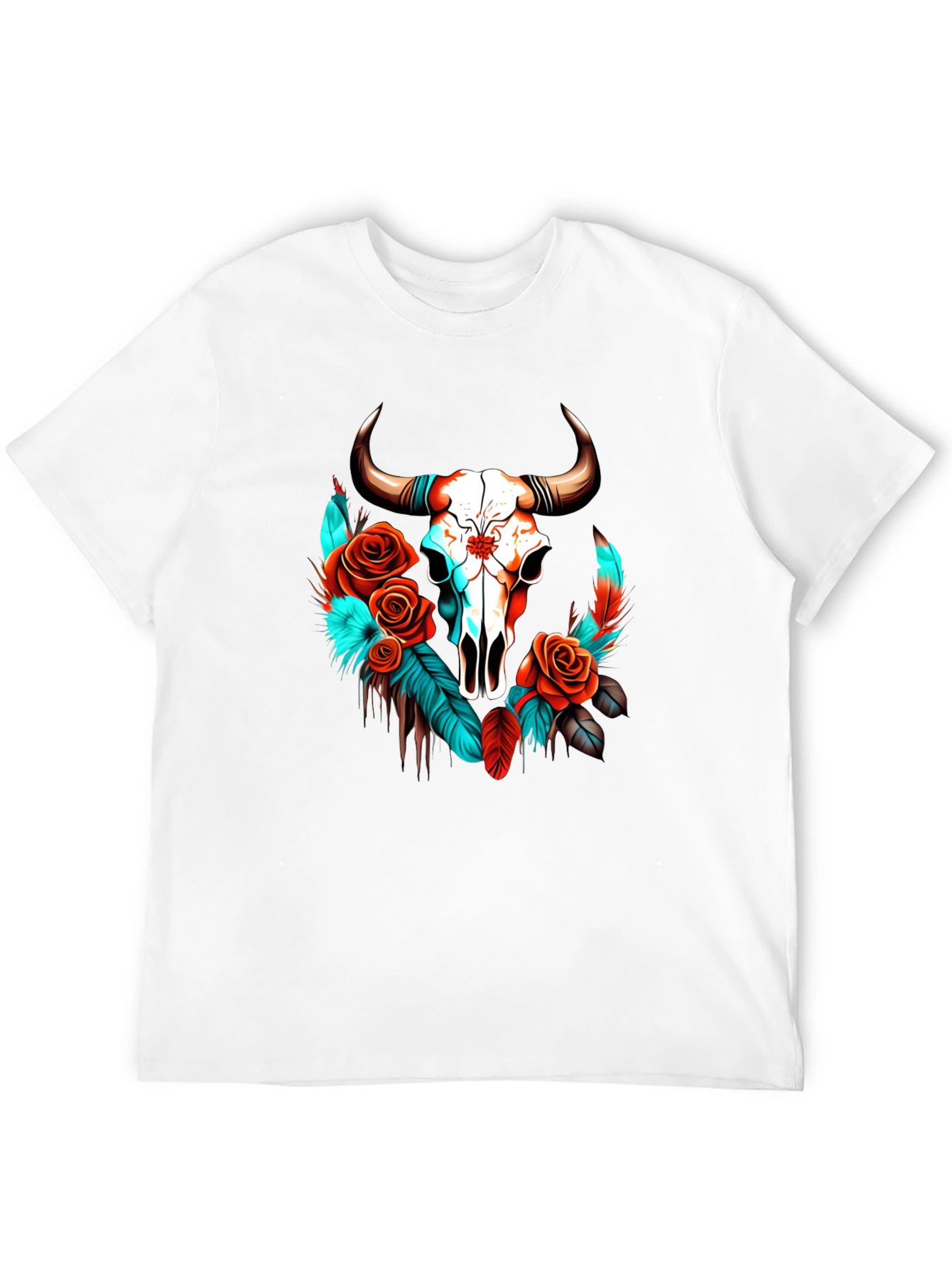 Skull & Roses Graphic Tee - Western Style