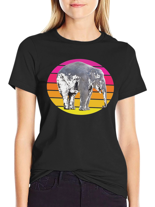 Retro Elephant Sunset Graphic T-Shirt