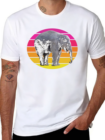 Retro Elephant Sunset Graphic T-Shirt
