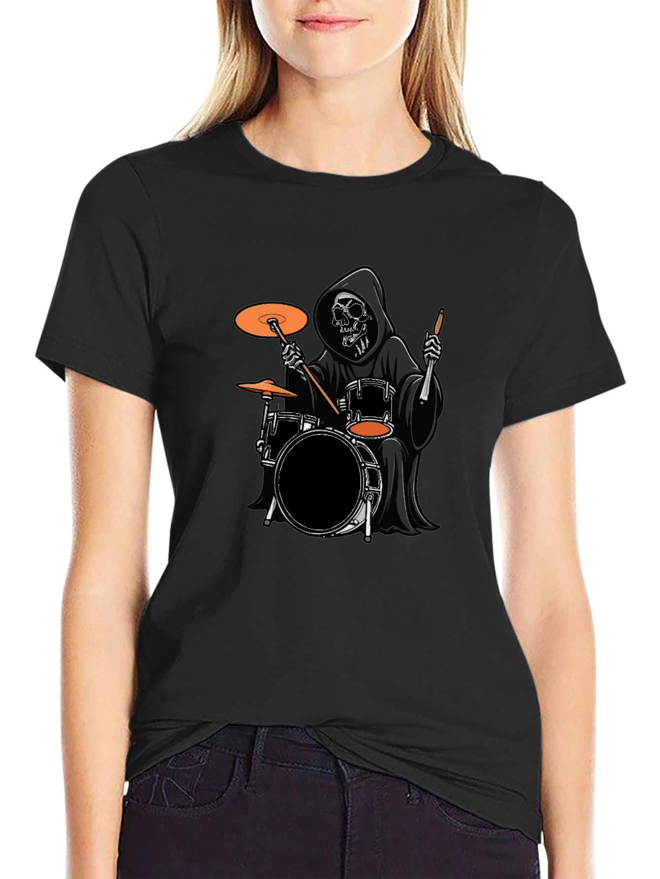 Grim Reaper Drummer Black T-Shirt