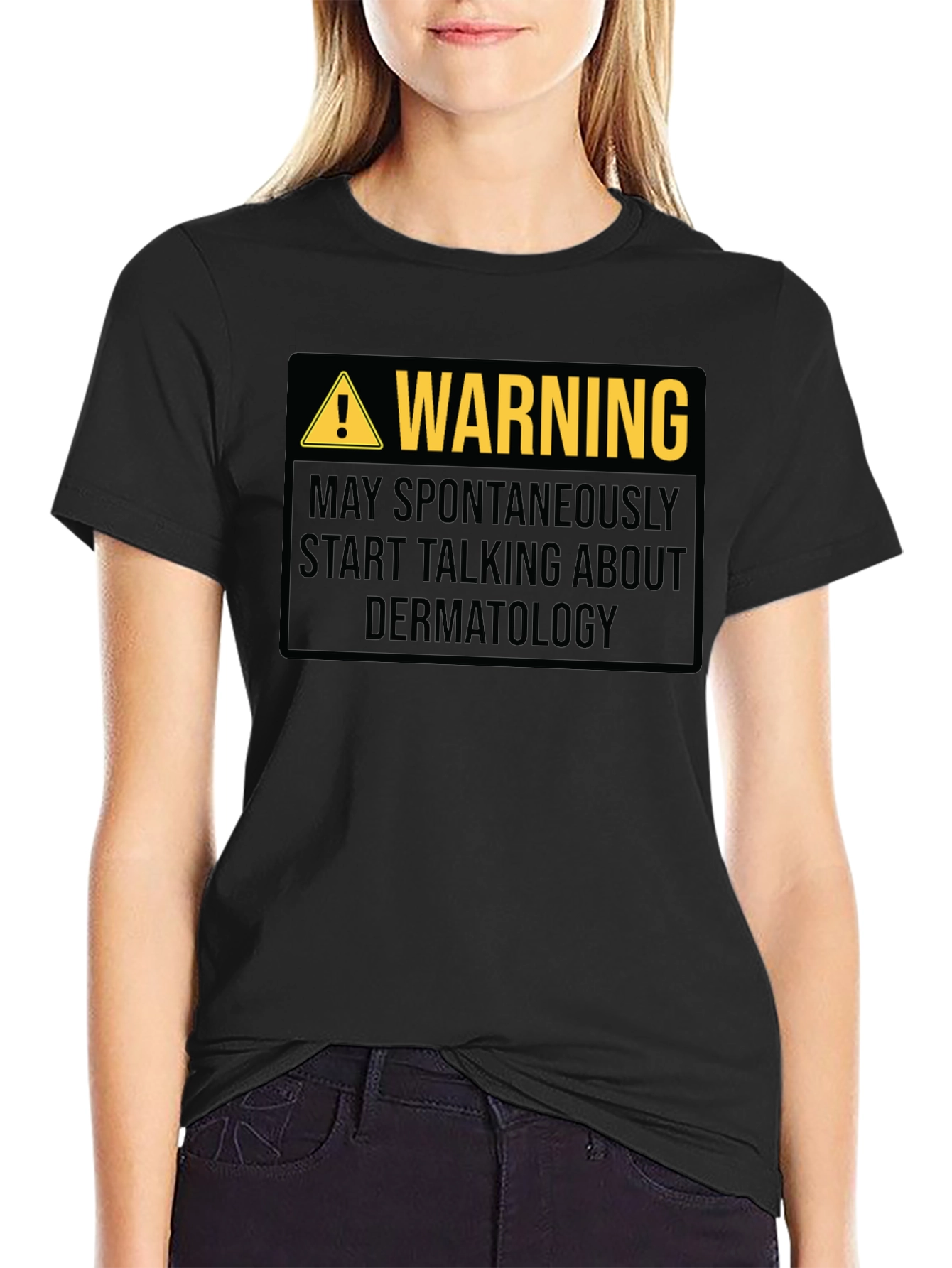Warning Dermatology Black Graphic T-Shirt