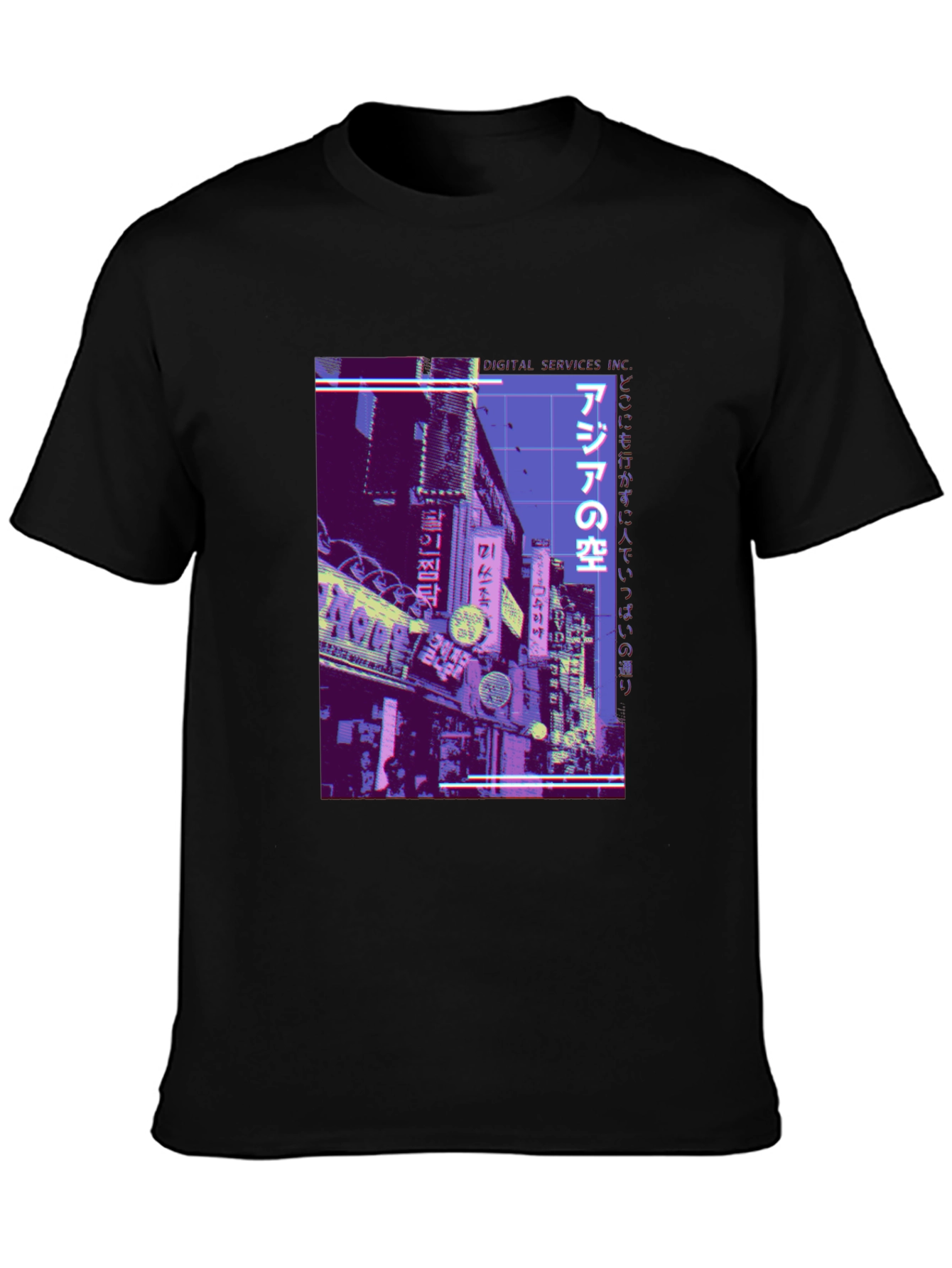 Asia Street Scene T-Shirt - Cyberpunk Style