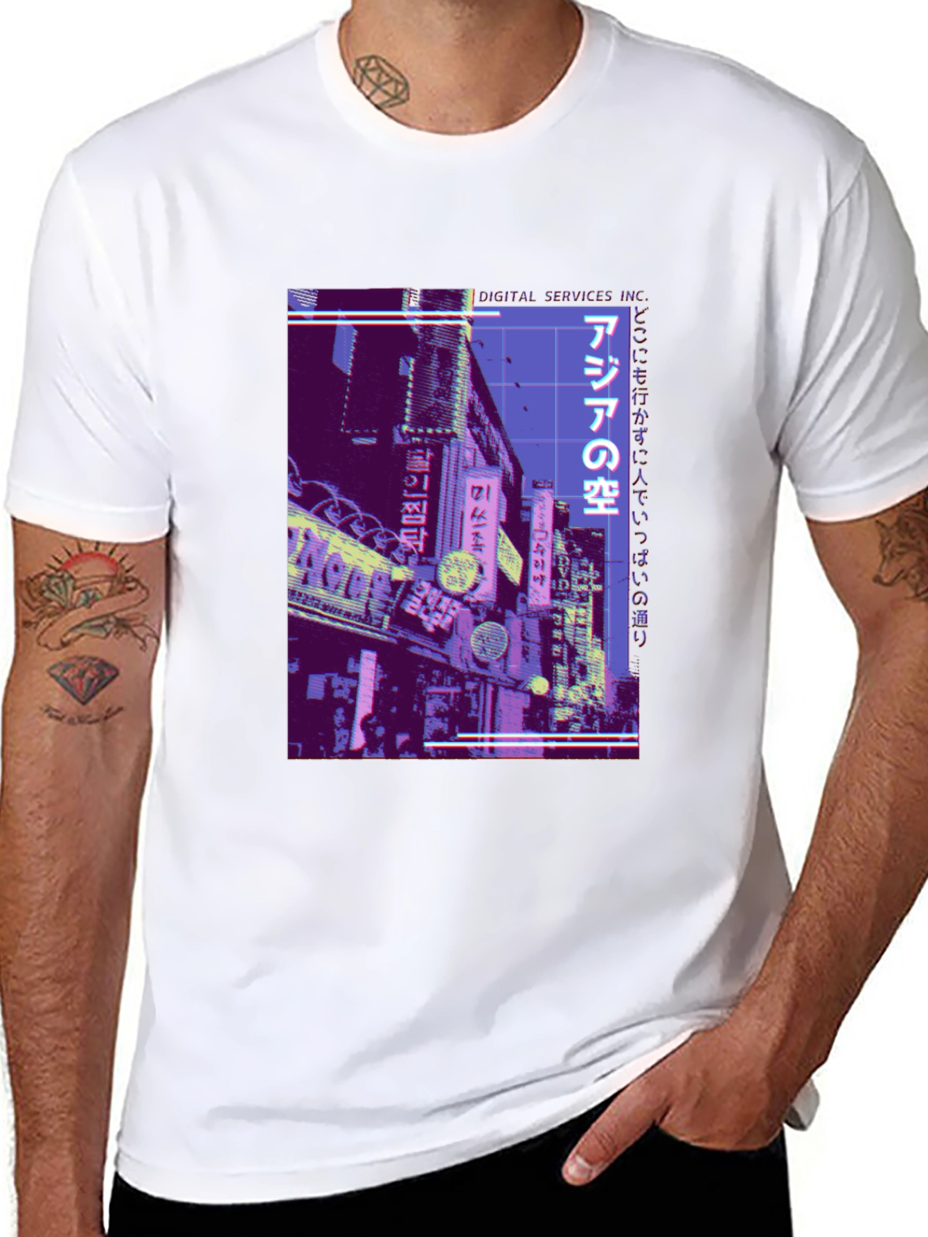 Asia Street Scene T-Shirt - Cyberpunk Style