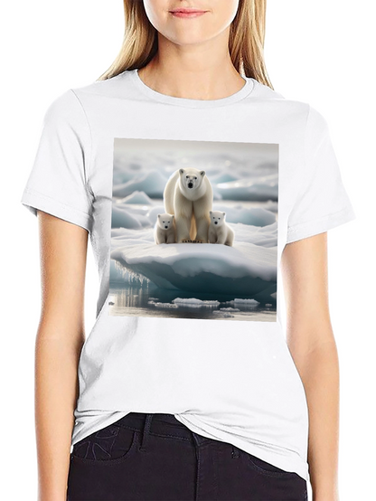 Polar Bear Family Black T-Shirt