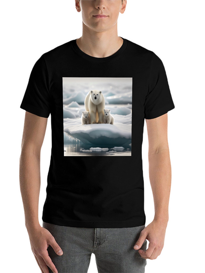 Polar Bear Family Black T-Shirt