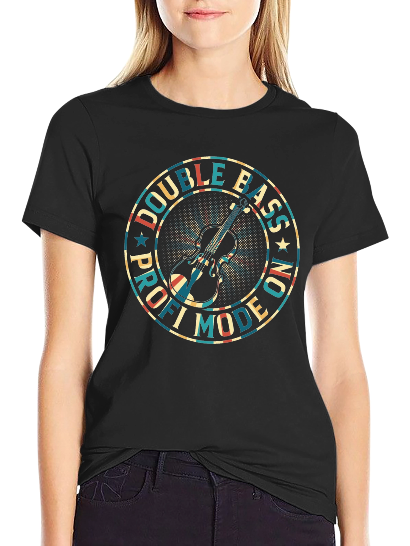 Double Bass Pro Mode On Black T-Shirt