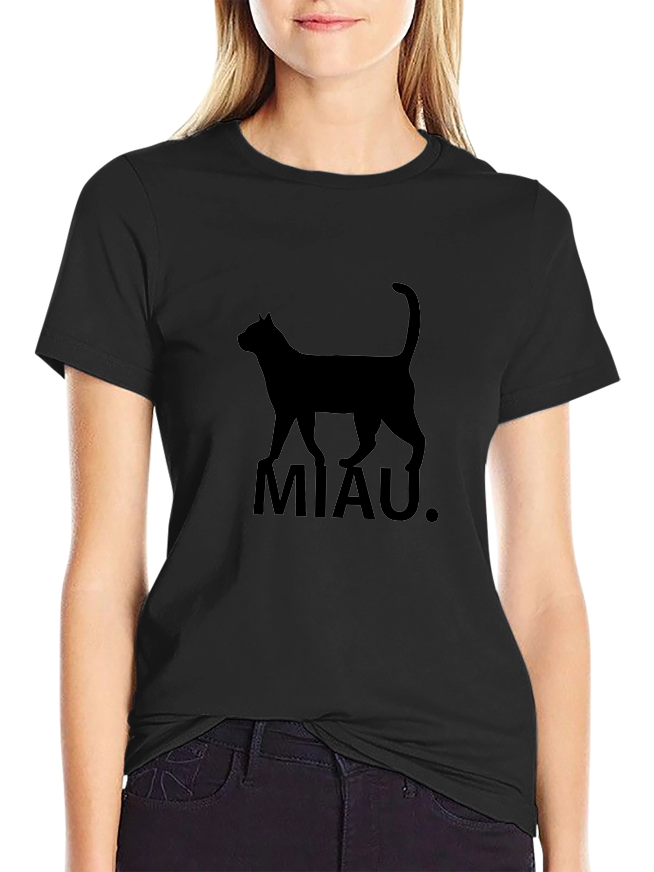 Black Cat MIAU T-Shirt - Graphic Tee