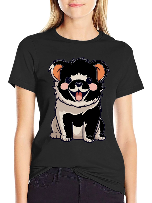Cartoon Dog Graphic T-Shirt Black Unisex