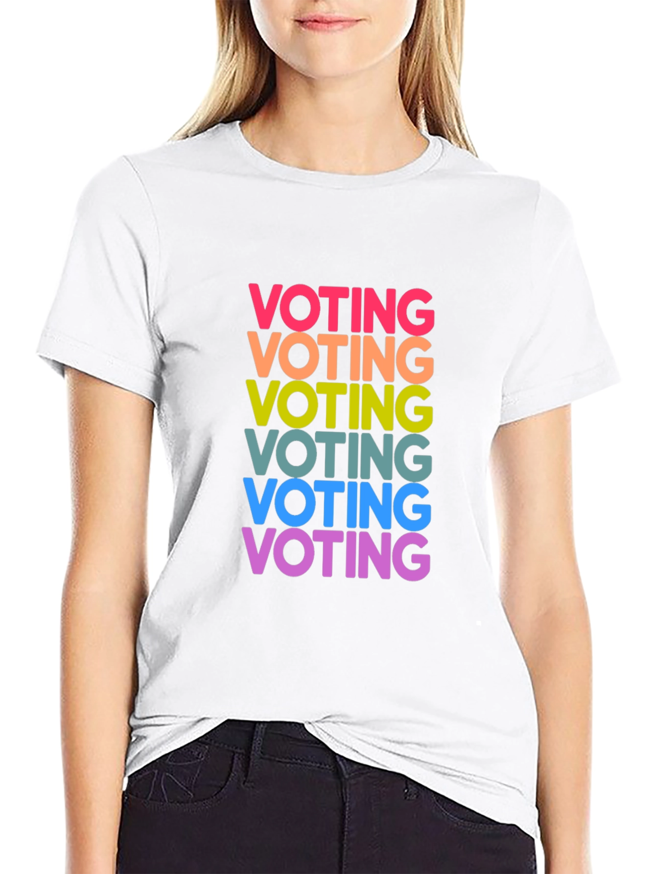 Vote Rainbow Text Graphic Black Tee