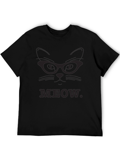 Meow Cat Glasses T-Shirt - Black