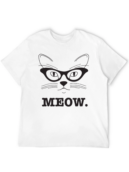 Meow Cat Glasses T-Shirt - Black
