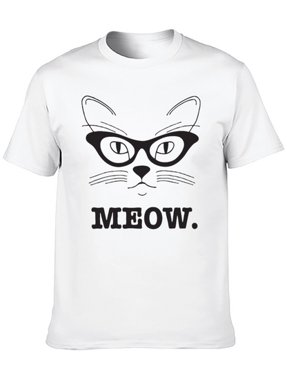 Meow Cat Glasses T-Shirt - Black
