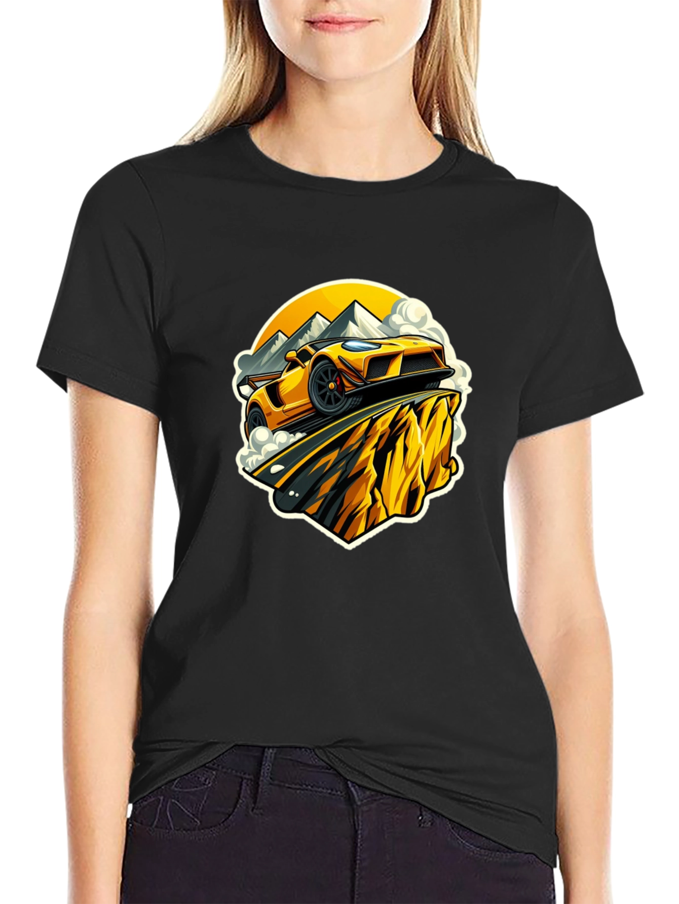 Yellow Car Mountain Road Trip T-Shirt