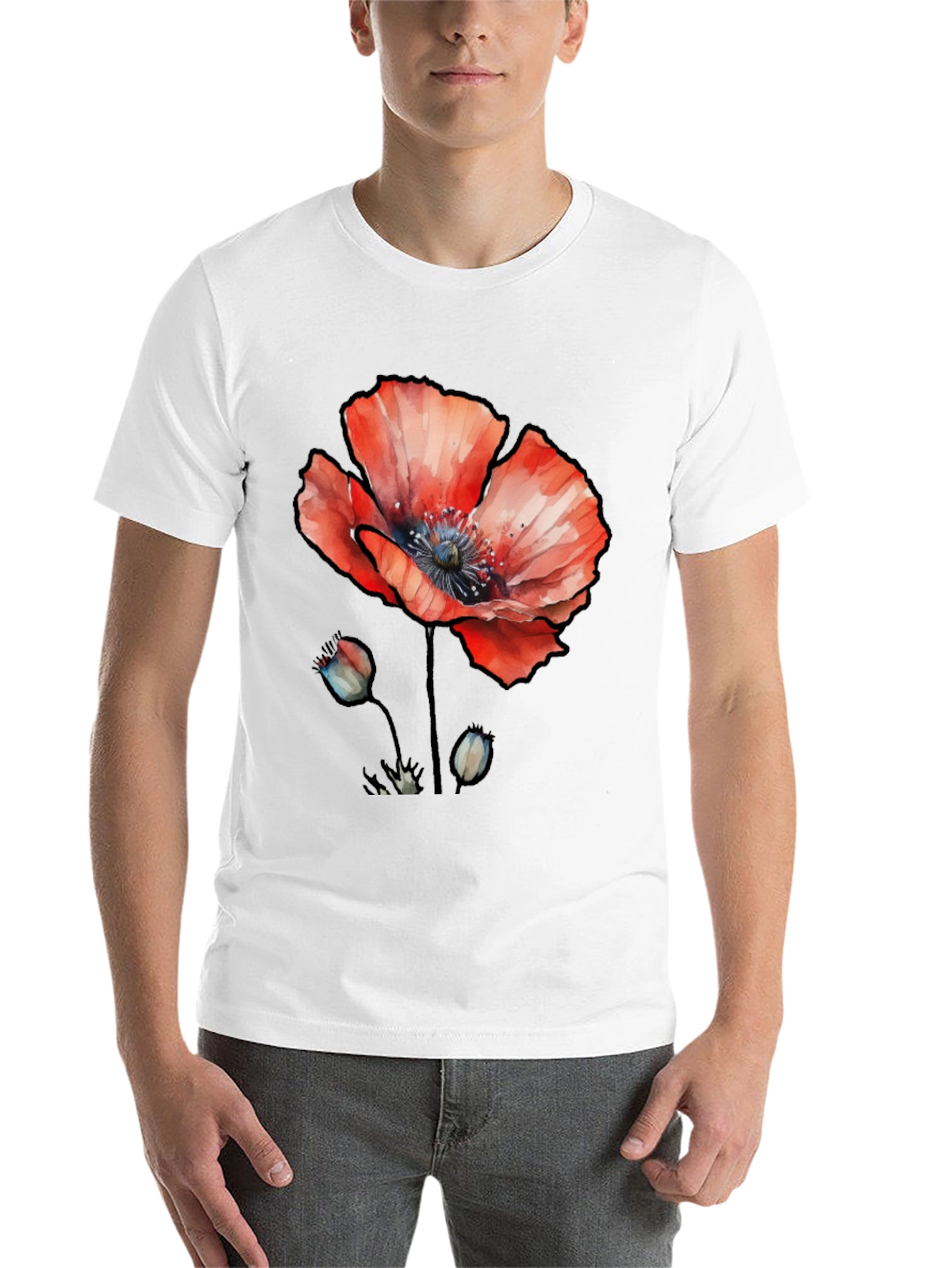 Floral Poppy Graphic Print T-Shirt