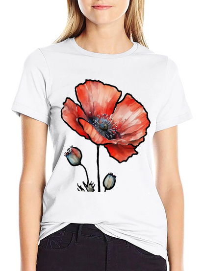 Floral Poppy Graphic Print T-Shirt