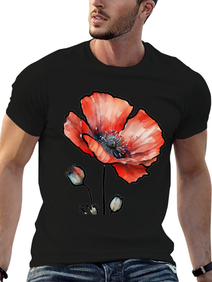 Floral Poppy Graphic Print T-Shirt