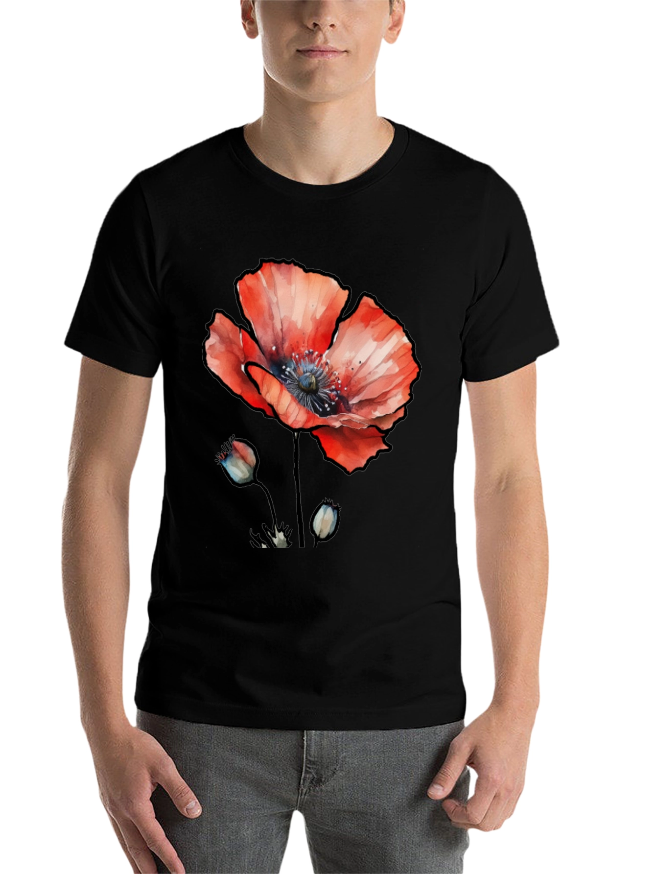 Floral Poppy Graphic Print T-Shirt