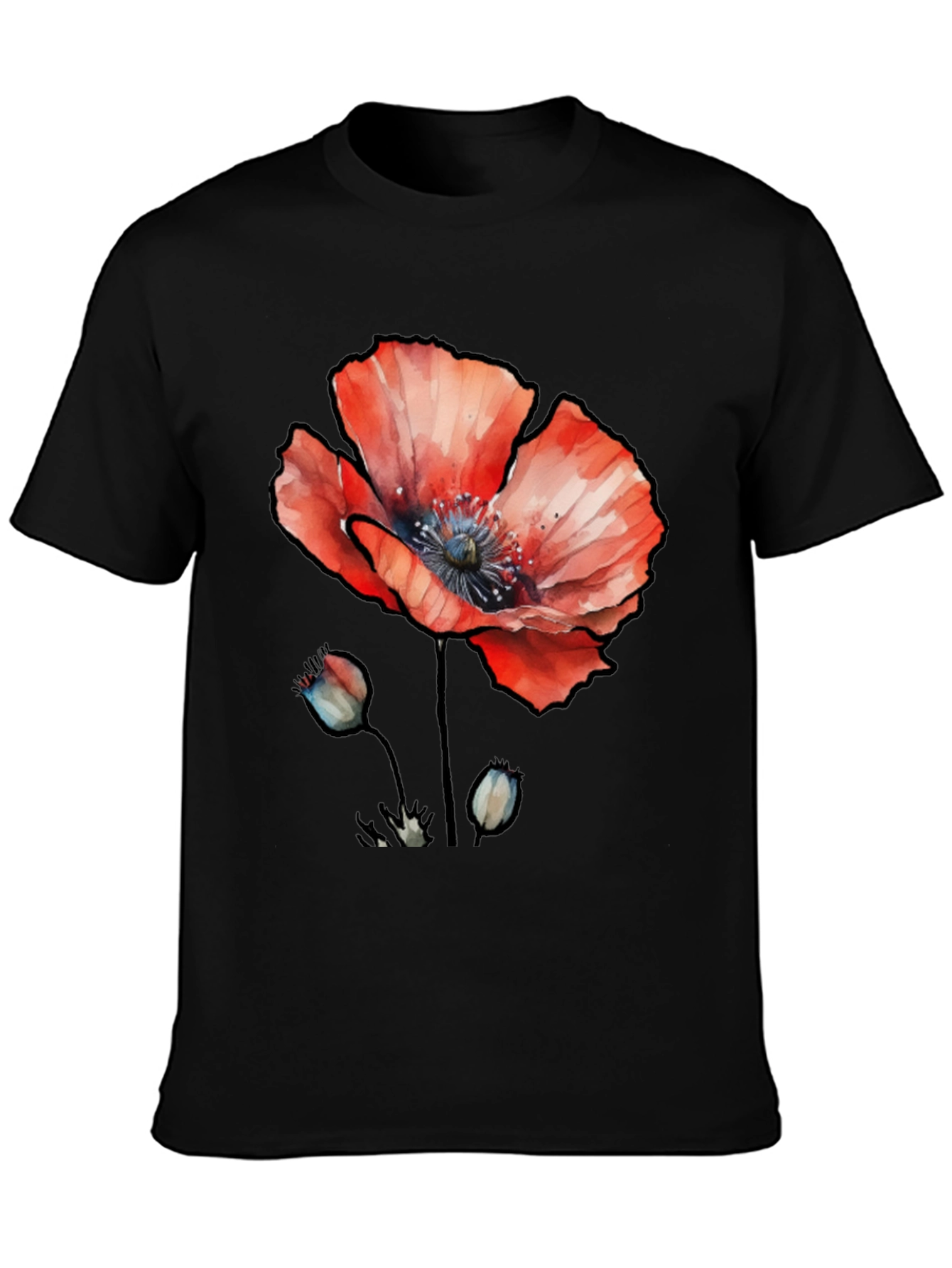 Floral Poppy Graphic Print T-Shirt