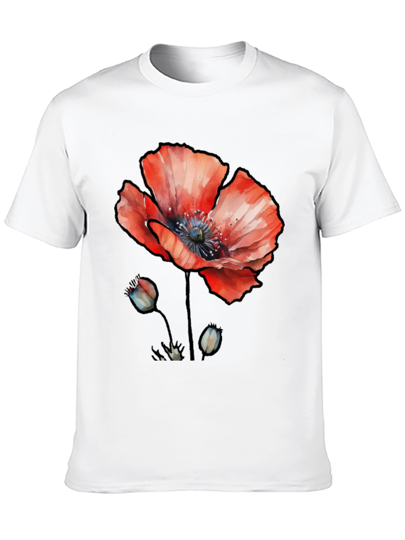 Floral Poppy Graphic Print T-Shirt
