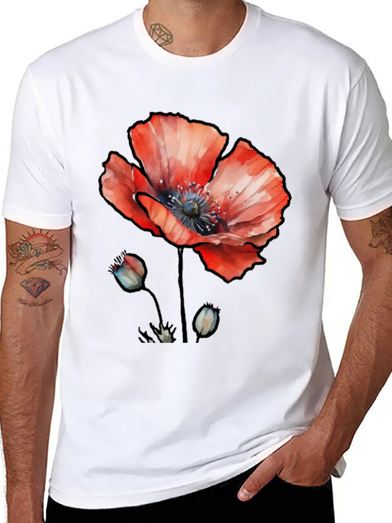 Floral Poppy Graphic Print T-Shirt