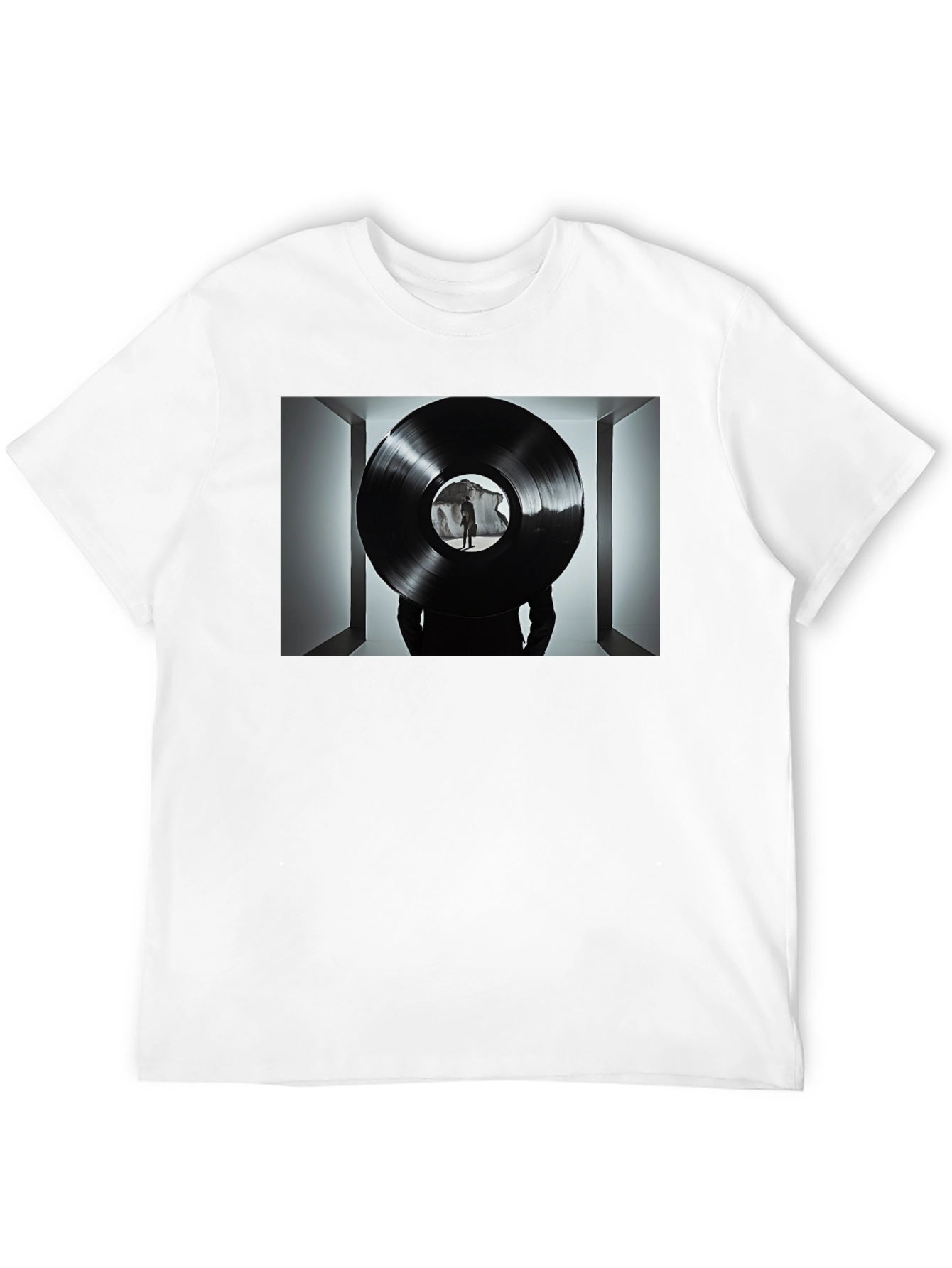 Abstract Record Print Black Tee
