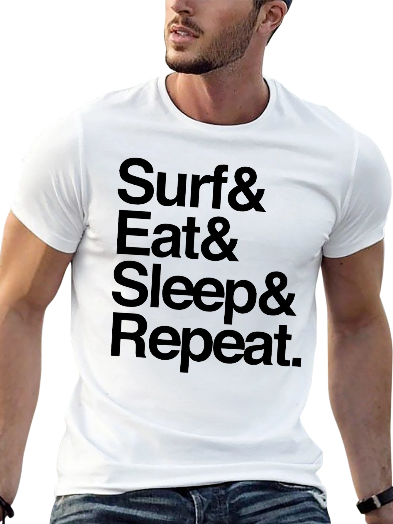 Surf Eat Sleep Repeat Graphic Tee - Black