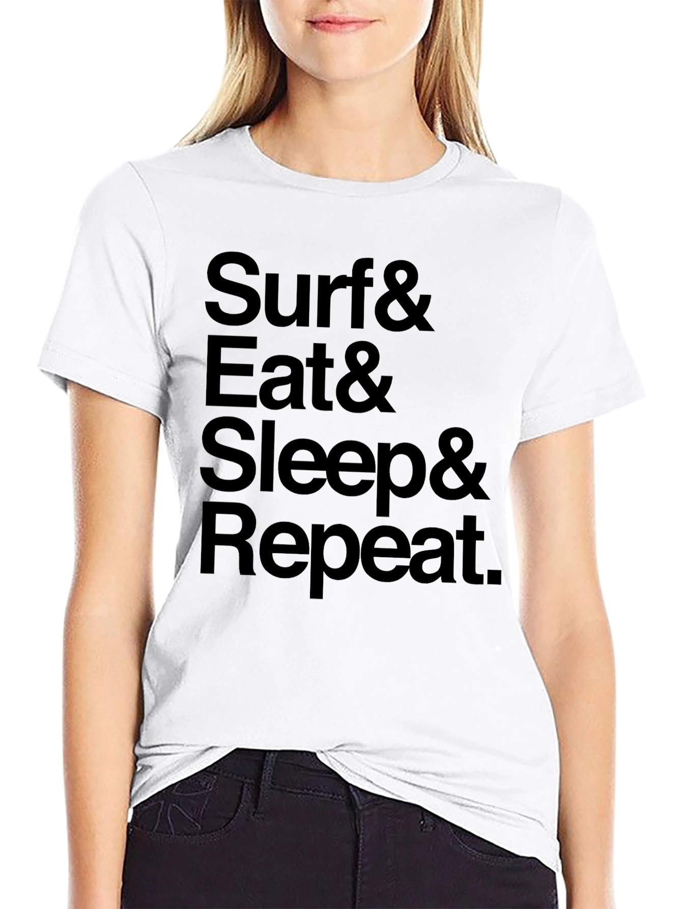Surf Eat Sleep Repeat Graphic Tee - Black