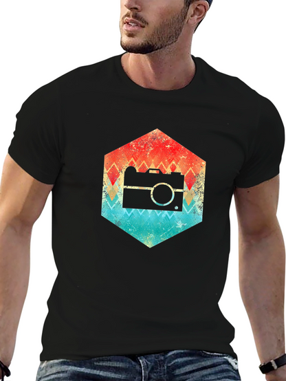 Retro Camera Hexagon Graphic Tee