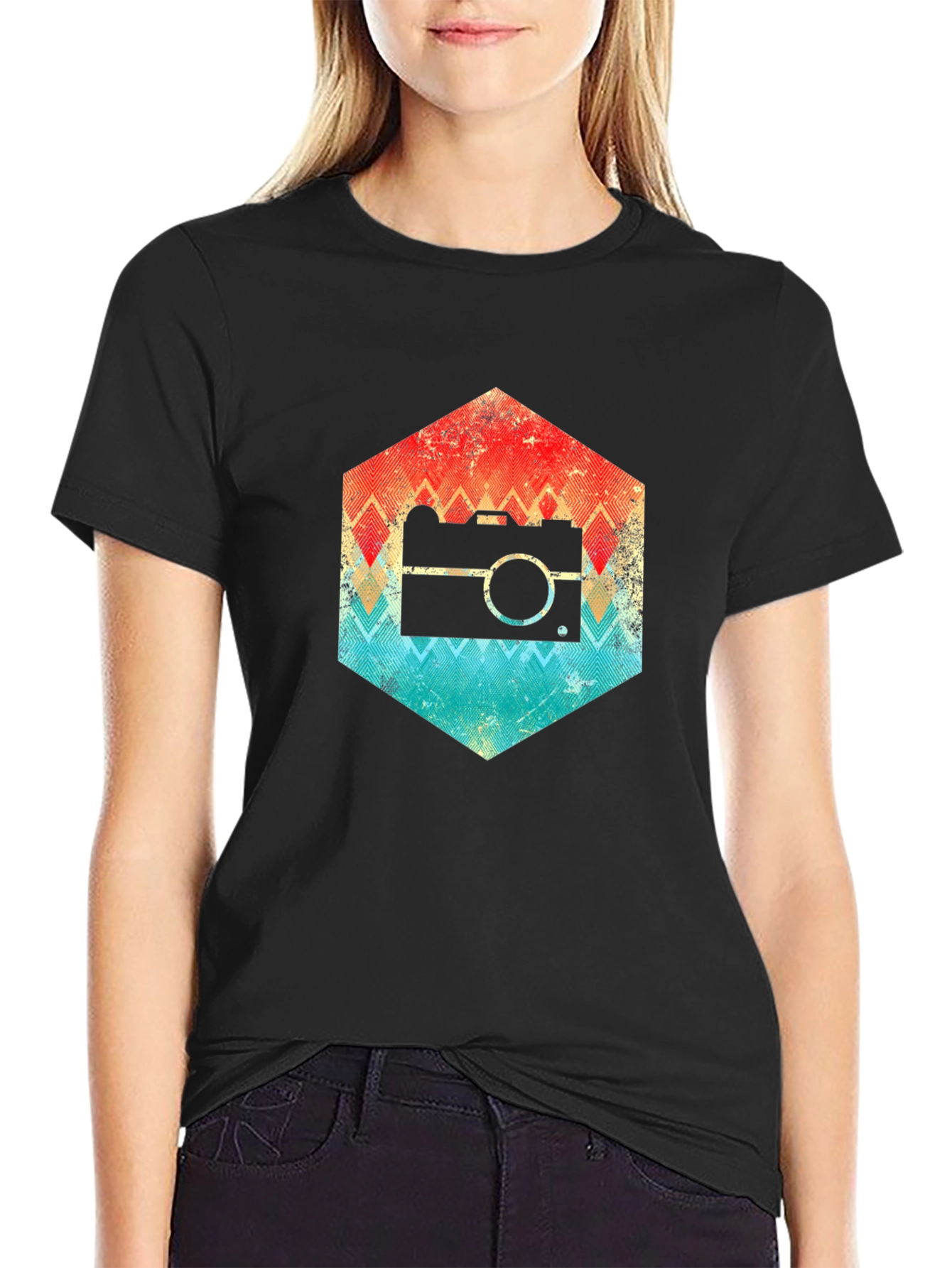 Retro Camera Hexagon Graphic Tee