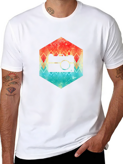 Retro Camera Hexagon Graphic Tee